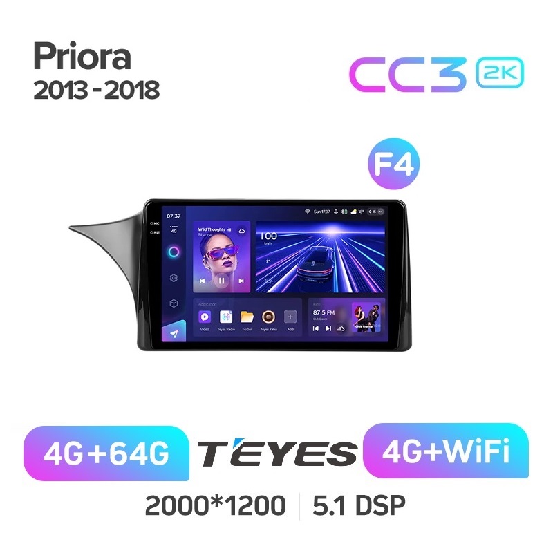 

Магнитола Teyes CC3 2k 4/64 LADA Priora 2 2013 - 2018 F4, CC3 2K