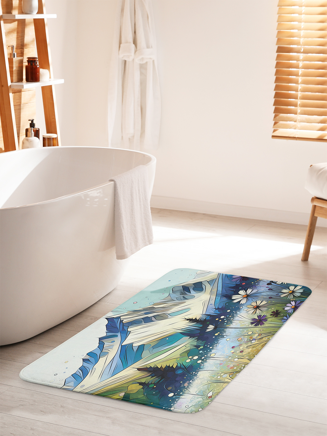 

Коврик для ванной туалета душа JoyArty "Ромашки в горах", bath_sd1026_60x100