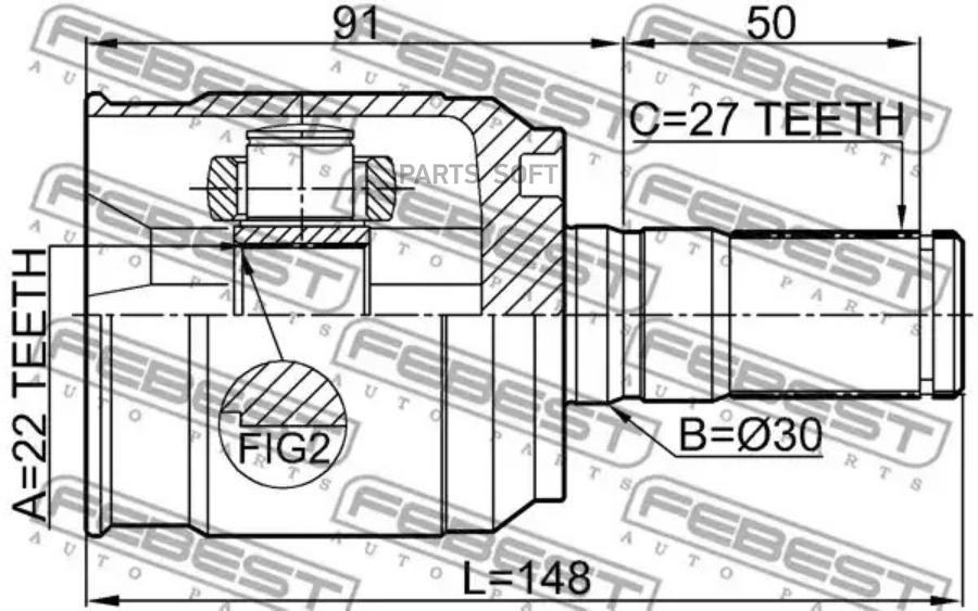 

FEBEST Шрус внутренний 22x30x27 FEBEST 1211-SD11AT