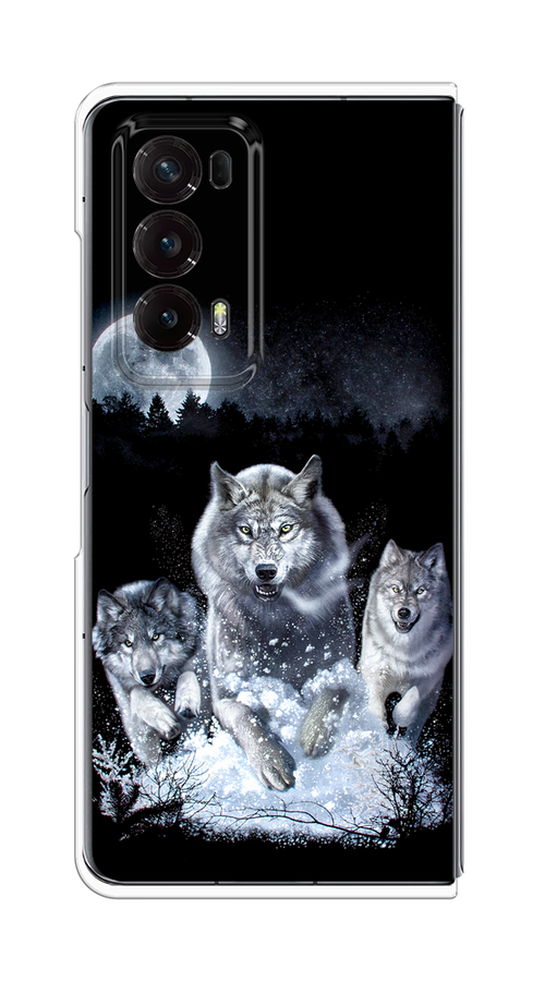 

Чехол на Honor Magic V2 "Стая волков под луной", Черный;белый;серый, 6123550-1