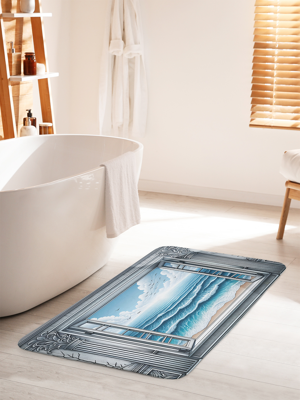 

Коврик для ванной туалета душа JoyArty "Прибой в окне", bath_430021_60x100