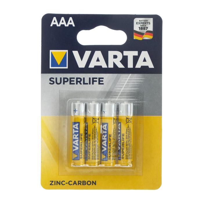 

Батарейка солевая Varta SuperLife, AAA, R03-4BL, 1.5В, блистер, 4 шт. (2 шт)