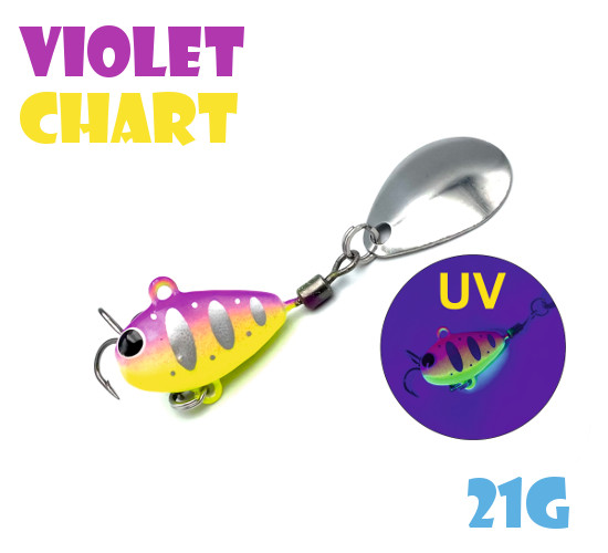 

Тейл-Спиннер Uf-Studio Hurricane 21g #Violet Chart, Фиолетовый;желтый;серебристый, Hurricane