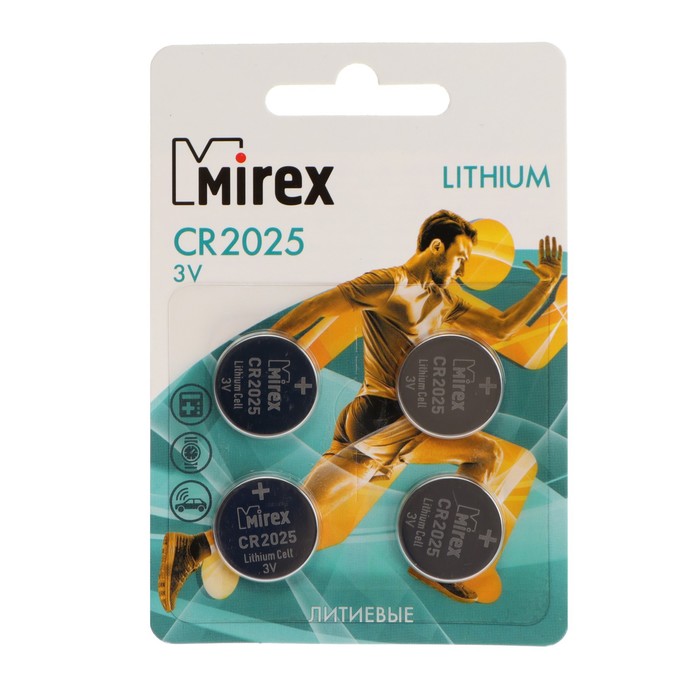 

Батарейка литиевая Mirex, CR2025-4BL, 3В, блистер, 4 шт. (2 шт)