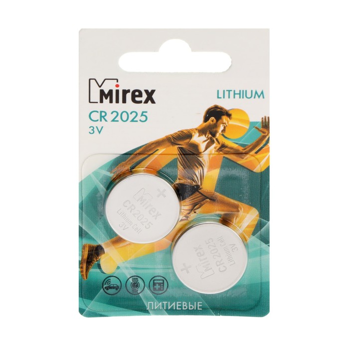 

Батарейка литиевая Mirex, CR2025-2BL, 3В, блистер, 2 шт. (3 шт)