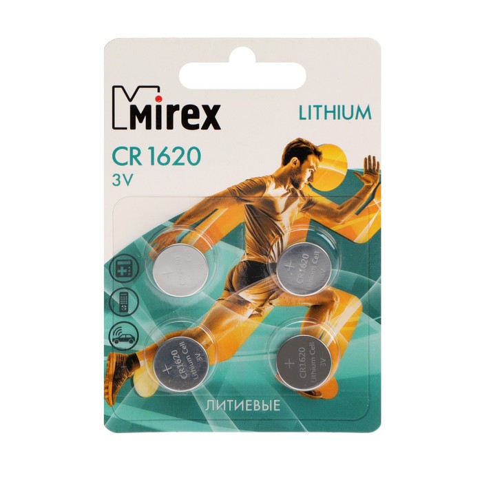 

Батарейка литиевая Mirex, CR1620-4BL, 3В, блистер, 4 шт. (2 шт)
