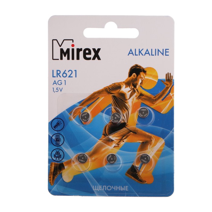 

Батарейка алкалиновая Mirex, LR621, AG1, 1.5В, блистер, 6 шт (3 шт)