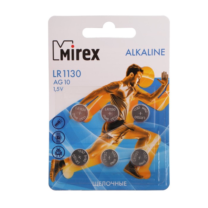 

Батарейка алкалиновая Mirex, LR1130, AG10, 1.5В, блистер, 6 шт (3 шт)