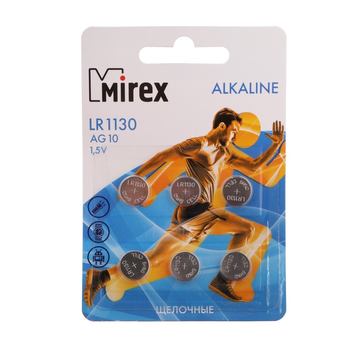 Батарейка алкалиновая Mirex, LR1130, AG10, 1.5В, блистер, 6 шт (3 шт)