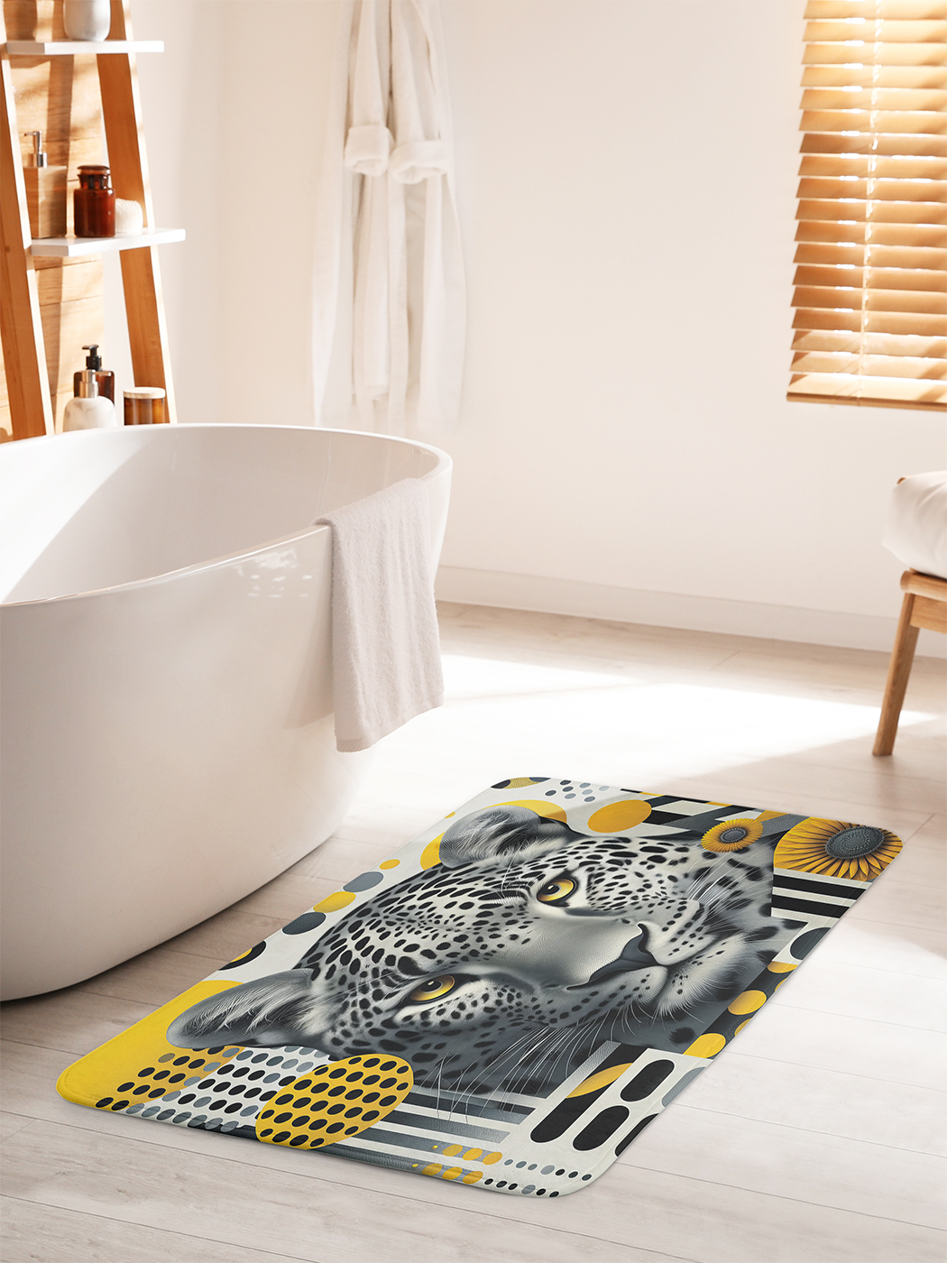 

Коврик для ванной туалета душа JoyArty "Леопард и подсолнух", bath_429931_60x100