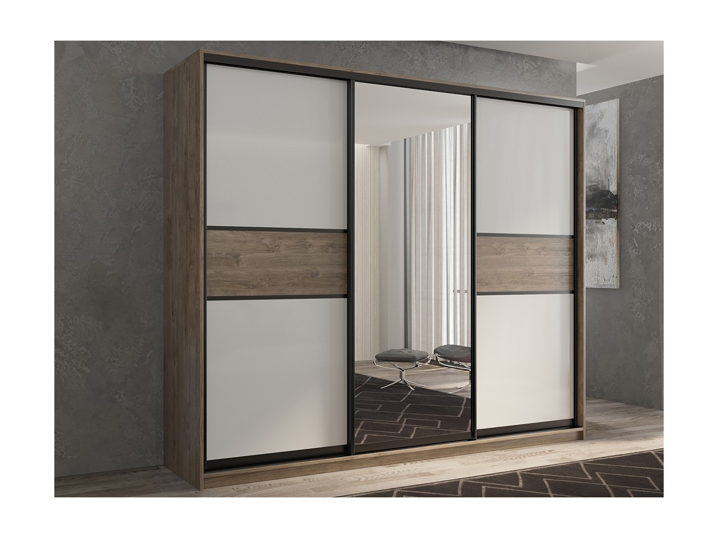 

Шкаф-купе 3-х дверный Кааппи 10 Дуб Харбор Эспрессо 210х45х230 см