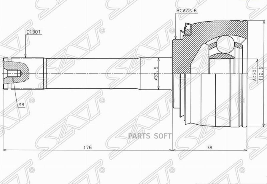 

SAT Шрус наружный TOYOTA LAND CRUISER 100 98-05, TO74
