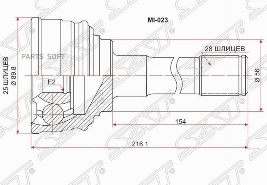 SAT Шрус наружный MITSUBISHI PAJERO/SPORT 4D56/4M40/6G72 V## 91-96/K94/96/97 96-/HYUNDAI G