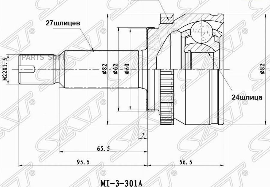 

SAT Шрус наружный KIA SOUL 08- AT, MI301A