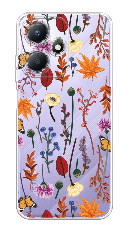 

Чехол на Infinix Hot 30 Play "Orange Purple flowers", Оранжевый;красный;розовый;желтый;прозрачный, 3104250-1