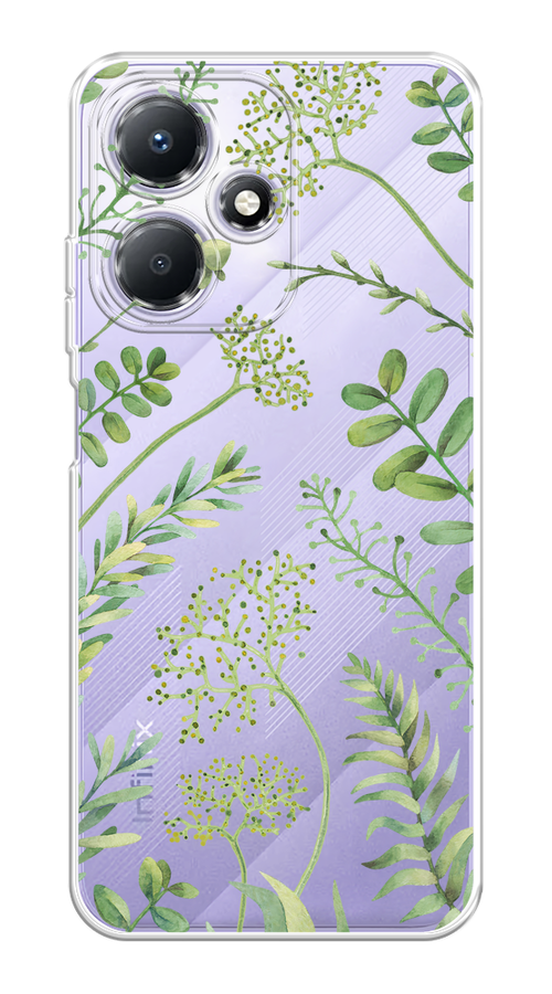 

Чехол на Infinix Hot 30 Play "Green Leaves", Зеленый;прозрачный, 3104250-1