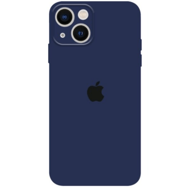

Чехол iPhone 14 Silicon Сase APL WS (закрытый низ+камера) с лого, синий