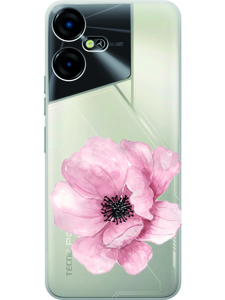 

Силиконовый чехол на Tecno Pova Neo 3 "Pink Flower", Прозрачный;белый;розовый, 20001480