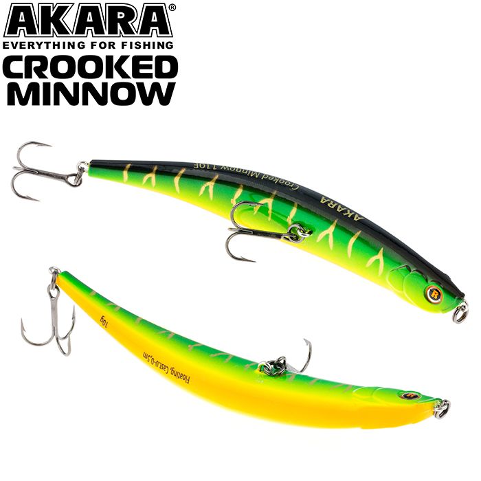 

Воблер Akara Crooked Minnow 110F 10 гр 5/14 oz 4,3 in A20, Разноцветный, Crooked Minnow