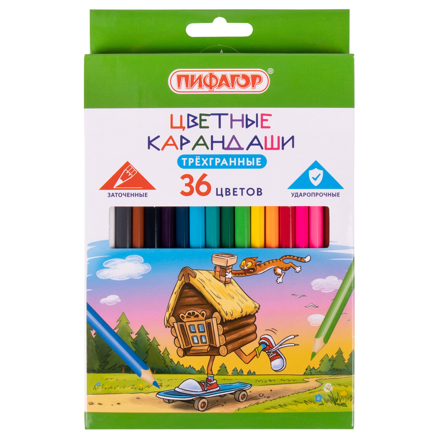 

Карандаши цветные Пифагор Сказки 36 цветов классические заточенные 210г, Разноцветные
