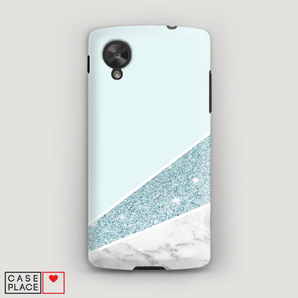 фото Чехол awog "мрамор с голубыми блестками" для lg nexus 5