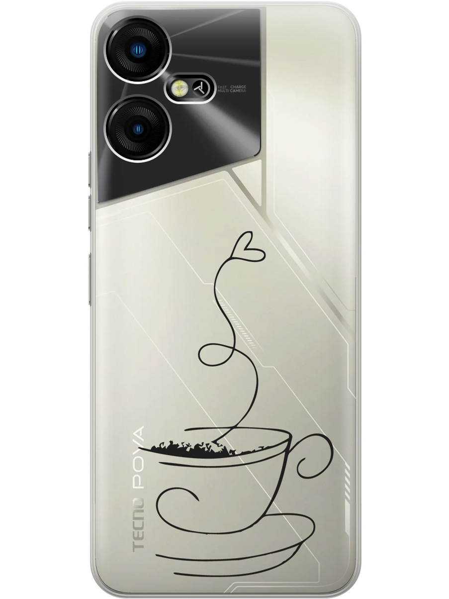 

Силиконовый чехол на Tecno Pova Neo 3 "Coffee Love", Прозрачный;черный, 20001480