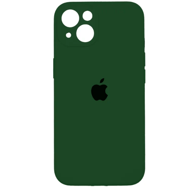 

Чехол iPhone 14 Silicon Сase APL WS (закрытый низ+камера) с лого, темно-зеленый