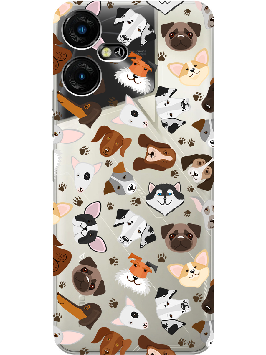 

Силиконовый чехол на Tecno Pova Neo 3 "Dogs Pattern", Прозрачный;коричневый;серый, 20001480