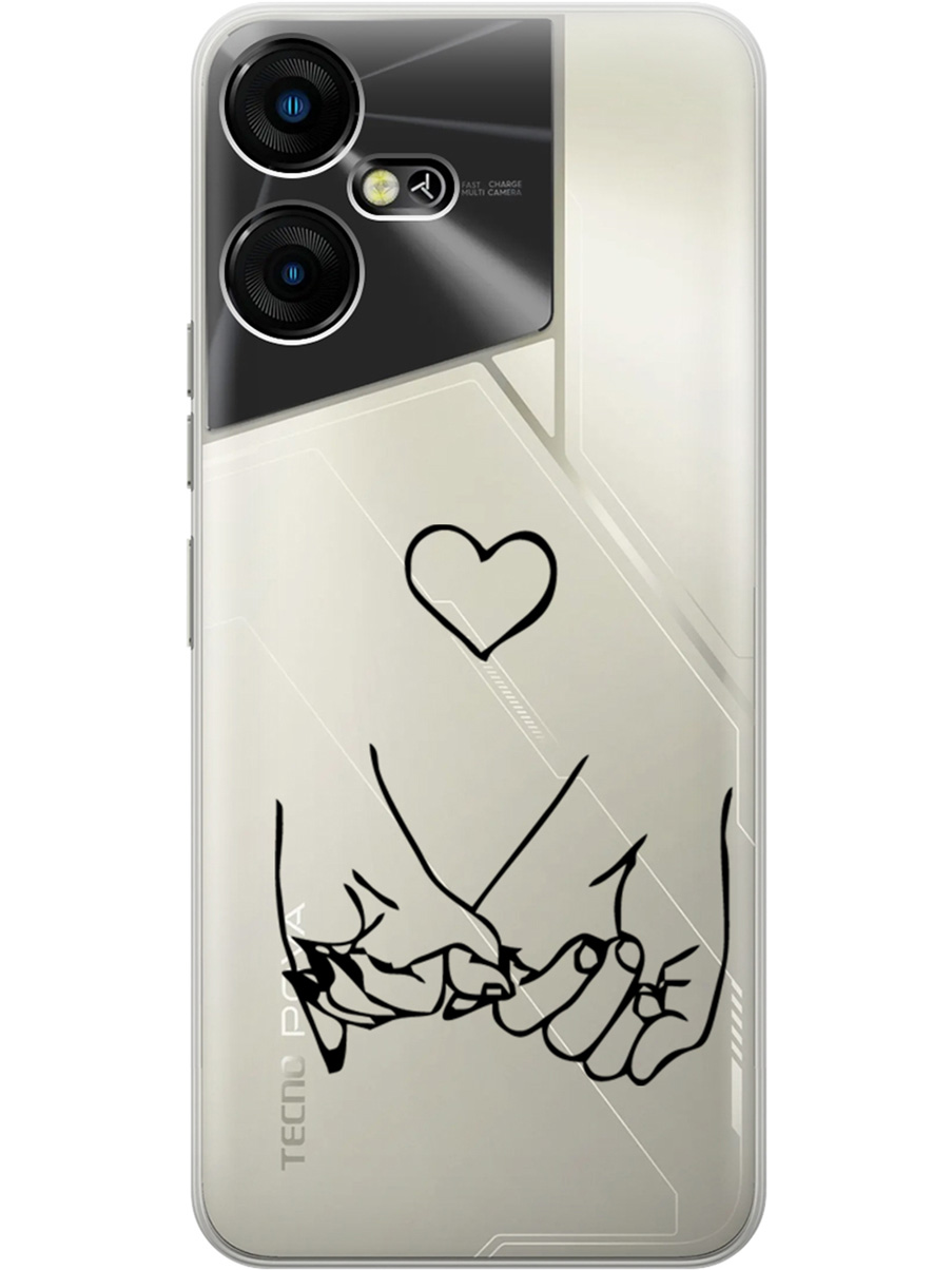 

Силиконовый чехол на Tecno Pova Neo 3 "Lovers Hands", Прозрачный;черный, 20001480