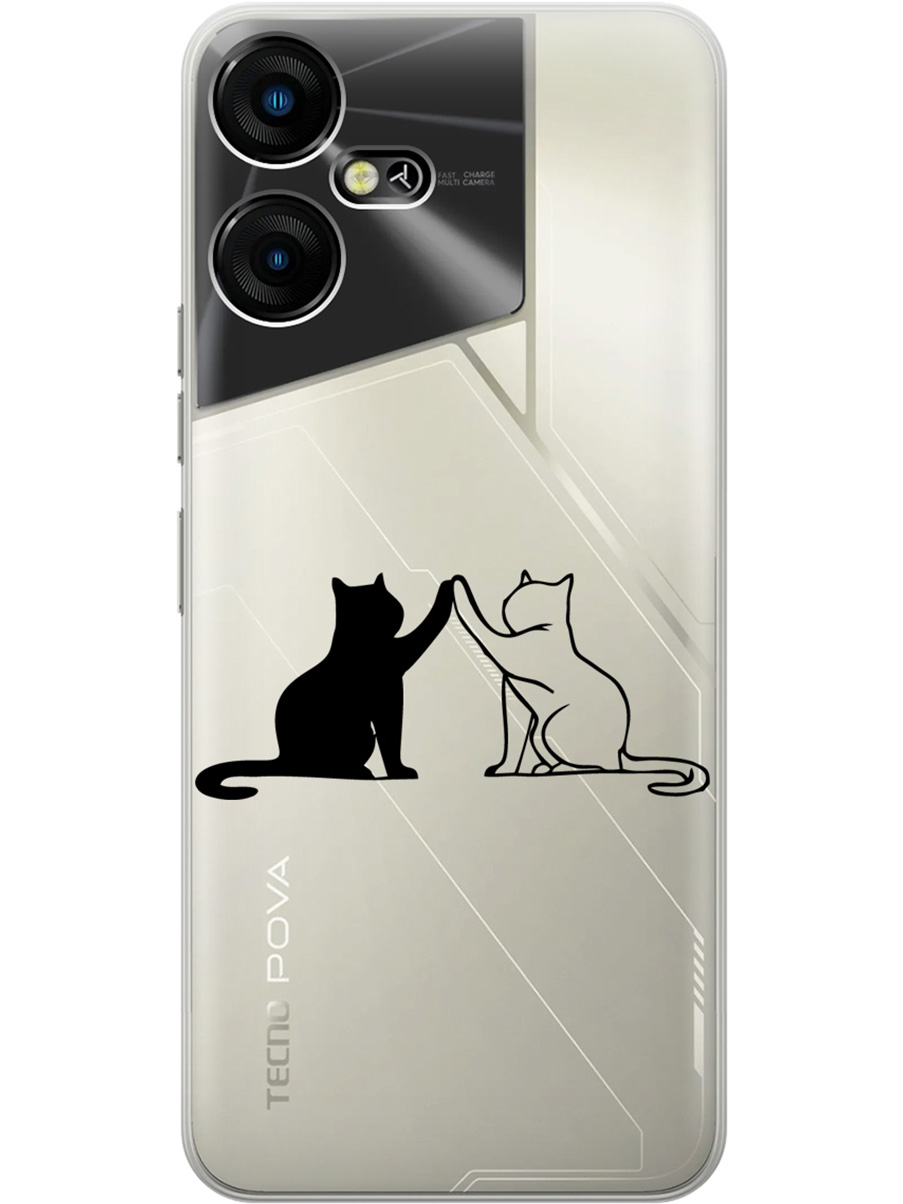 

Силиконовый чехол на Tecno Pova Neo 3 "Cats", Прозрачный;черный, 20001480