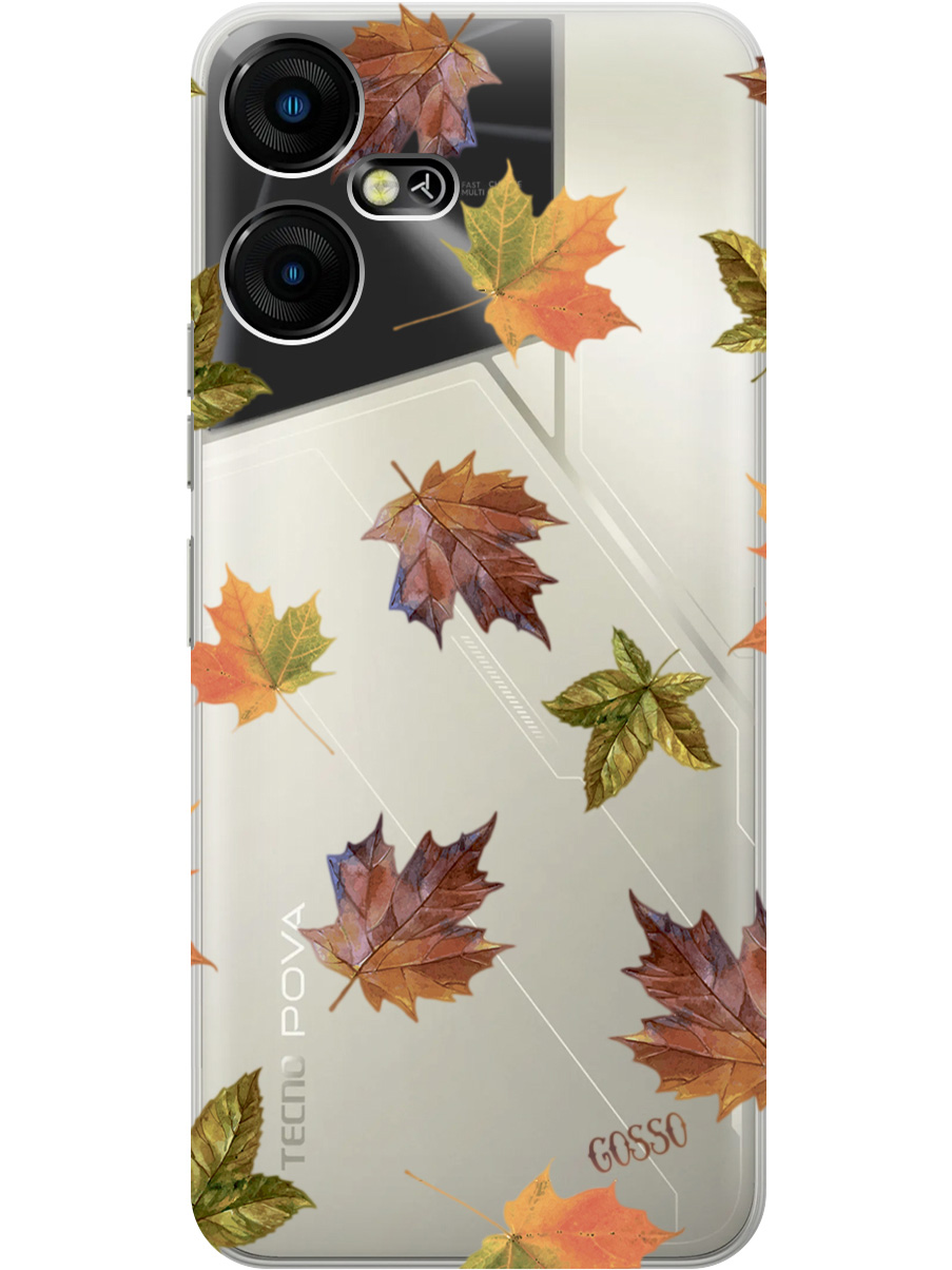 

Силиконовый чехол на Tecno Pova Neo 3 "Maple", Прозрачный;оранжевый, 20001480