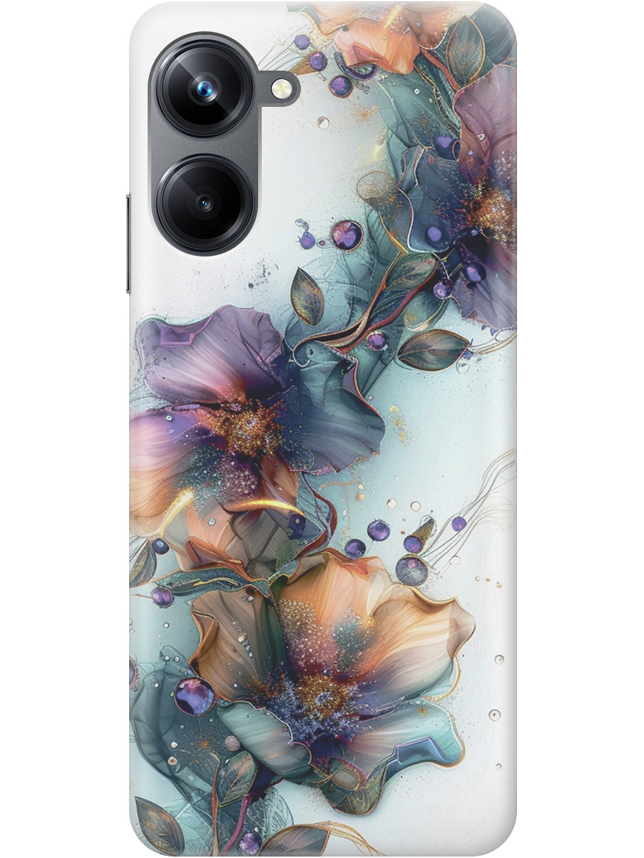 

Силиконовый чехол на Realme 10 Pro с принтом "Мистические цветы", Прозрачный;белый;зеленый, 768741810