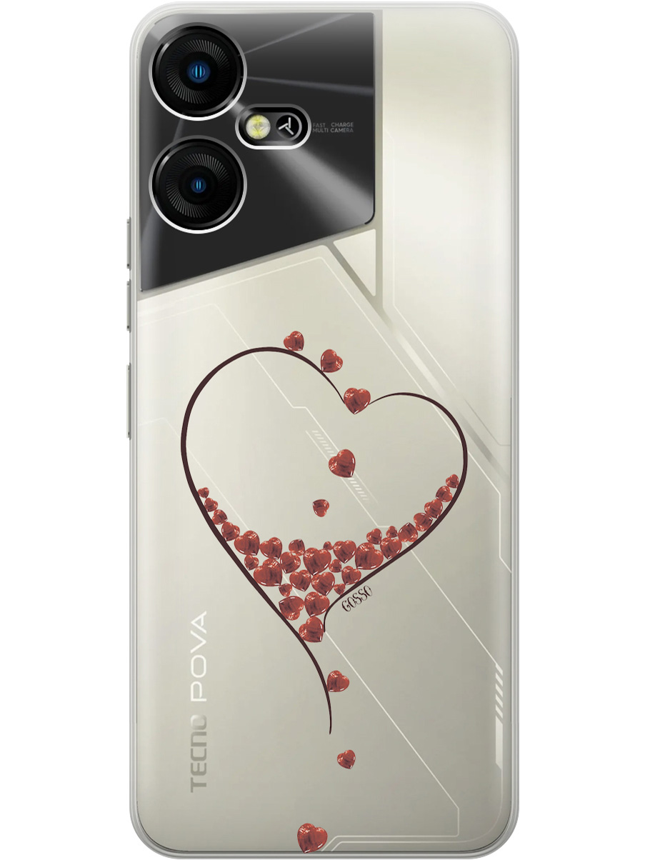 

Силиконовый чехол на Tecno Pova Neo 3 "Little hearts", Прозрачный;черный, 20001480