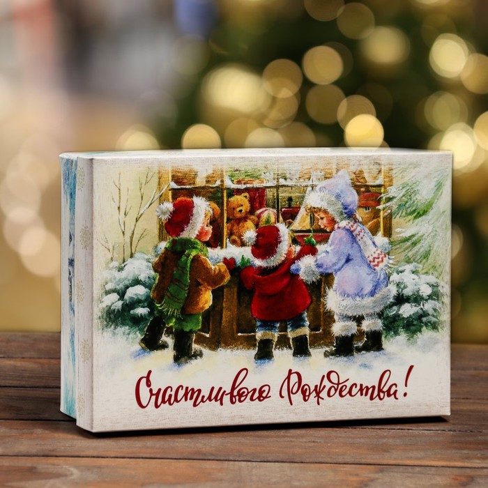 

Коробка складная, крышка-дно Счастливого Рождества 24х17х8 см 5 шт., Разноцветный