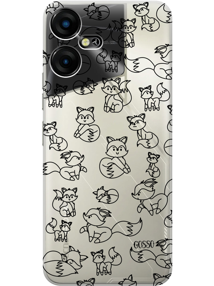 

Силиконовый чехол на Tecno Pova Neo 3 "Funny Foxes", Черный, 20001480