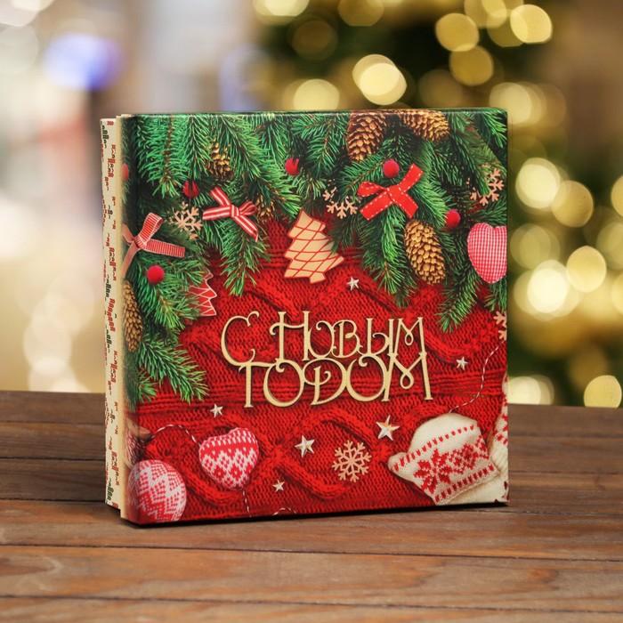 

Коробка складная, крышка-дно С Новым Годом 20х20х6 см 5 шт., Разноцветный