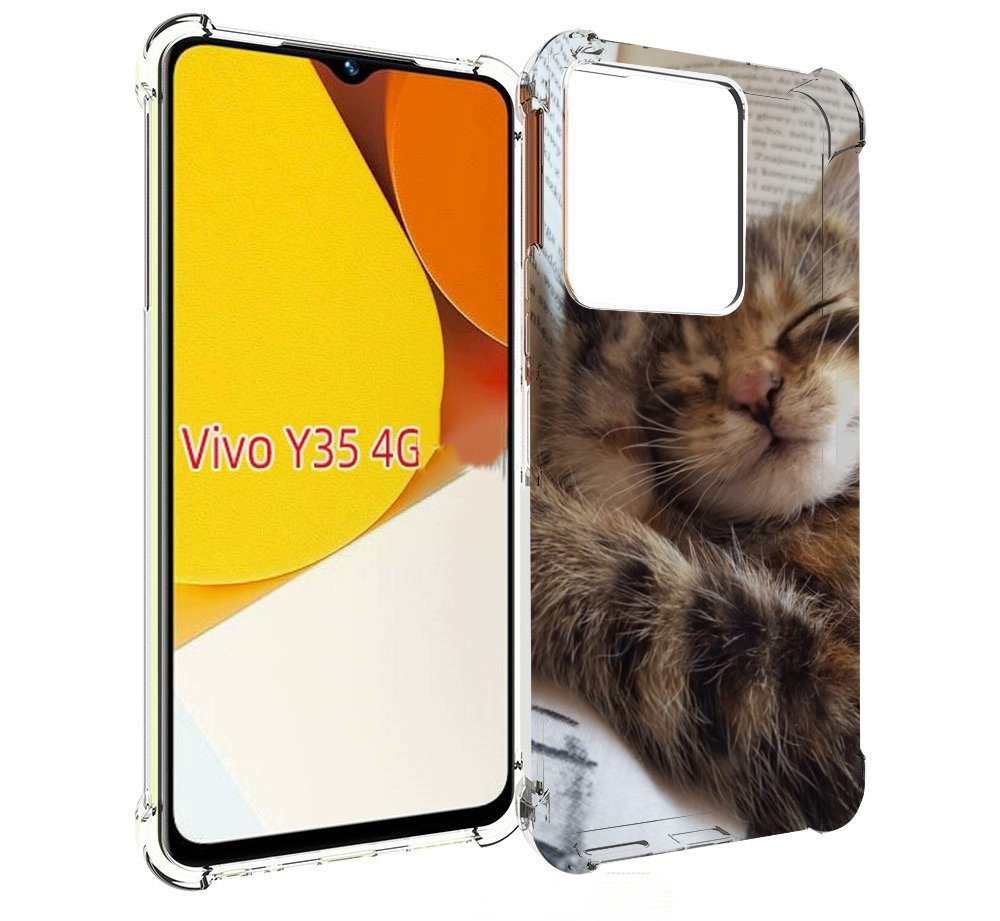 

Чехол MyPads Спящий-котенок для Vivo Y35 4G 2022 / Vivo Y22, Прозрачный, Tocco