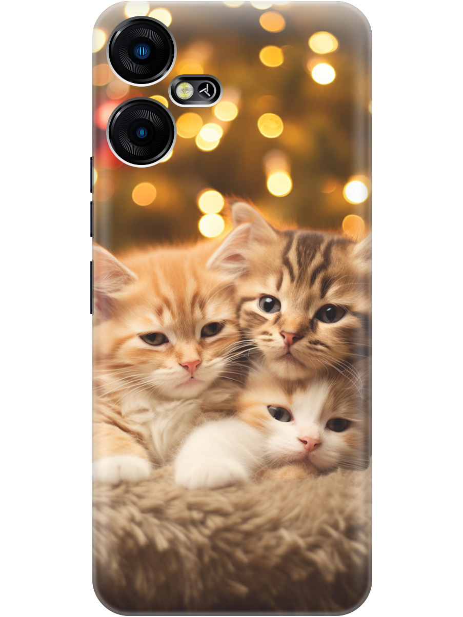

Силиконовый чехол на Tecno Pova Neo 3 "Новогодние котики", Бежевый;желтый, 20001480