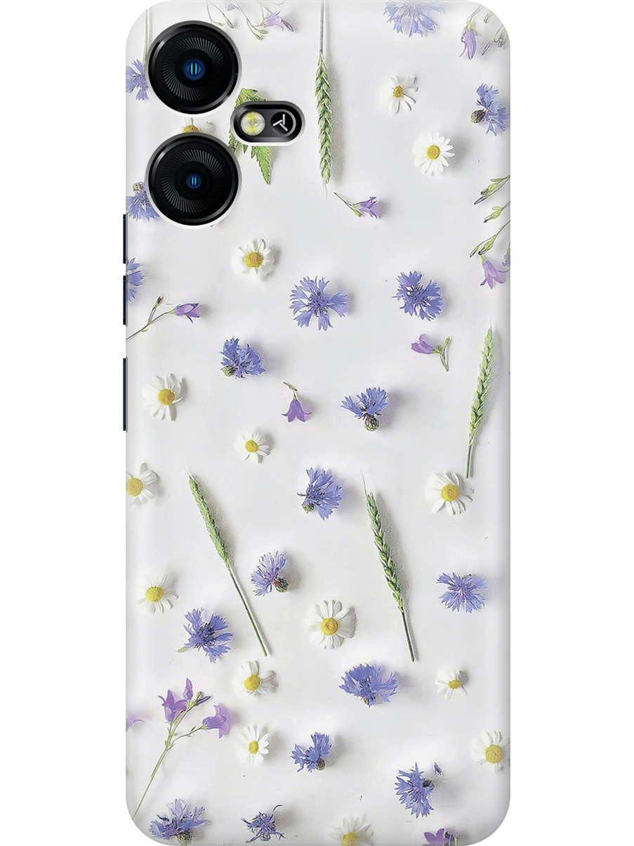 

Силиконовый чехол на Tecno Pova Neo 3 "Ромашки и колоски", Белый;зеленый;фиолетовый, 20001480