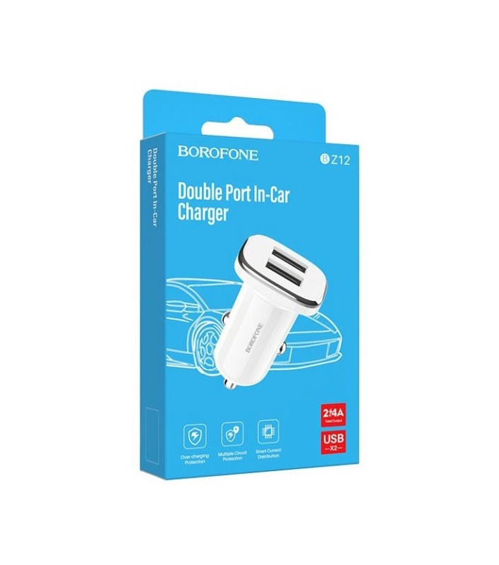 

Быстрая зарядка USB BOROFONE на 2 порта 2.4A, арт BZ12, BZ12