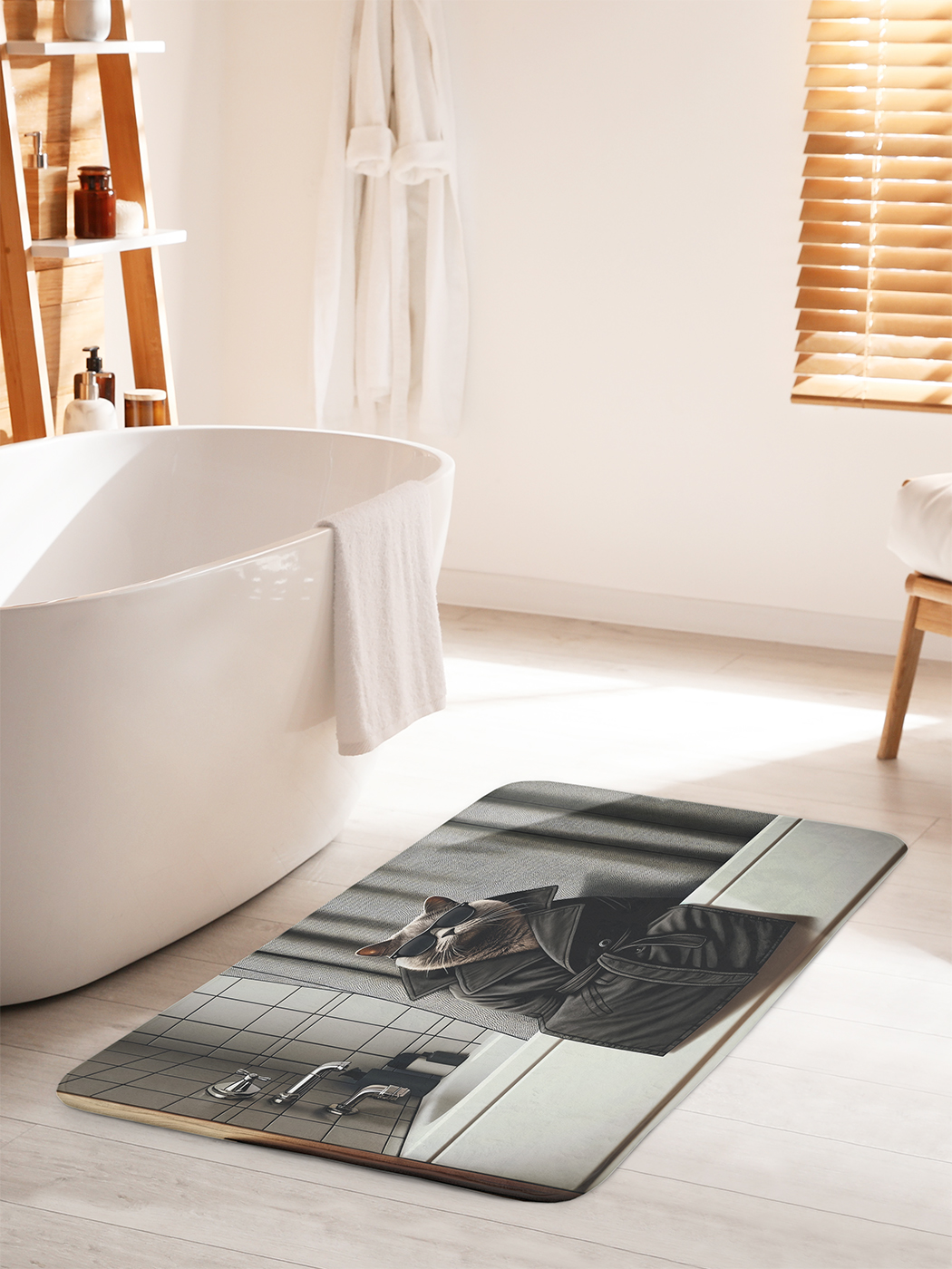 

Коврик для ванной туалета душа JoyArty "Кот детектив", bath_429901_60x100