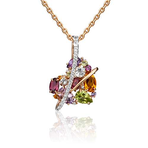 

Подвеска из золота PLATINA jewelry 03-3123-00-252-1110-46, аметист/гранат/топаз, 03-3123-00-252-1110-46