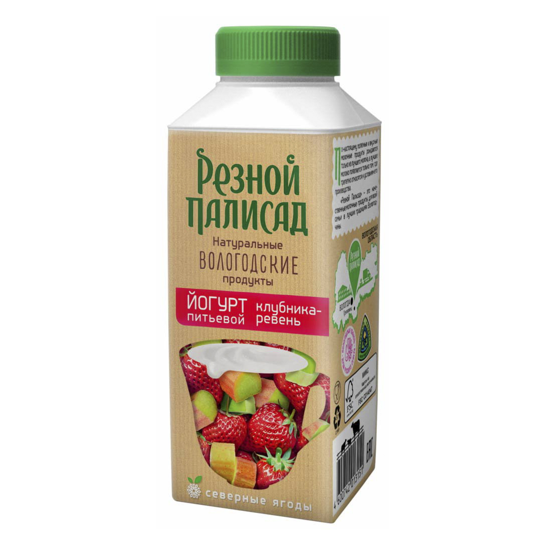 

Питьевой йогурт Резной Палисад Клубника-ревень 2,5% 330 г