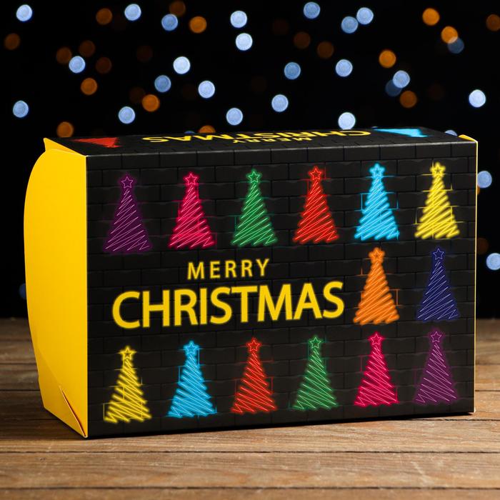 

Коробка складная, двухсторонняя Merry Christmas, 25 х 17 х 10 см, Черный