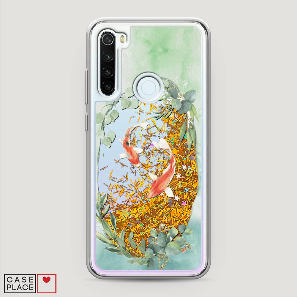 фото Жидкий чехол с блестками "две золотые рыбки" на xiaomi redmi note 8t awog