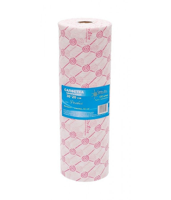 Салфетка 30х20 см розовая White Line спанлейс, 100 шт/рул полотенце white line 35х70 белое в рулоне 100 шт