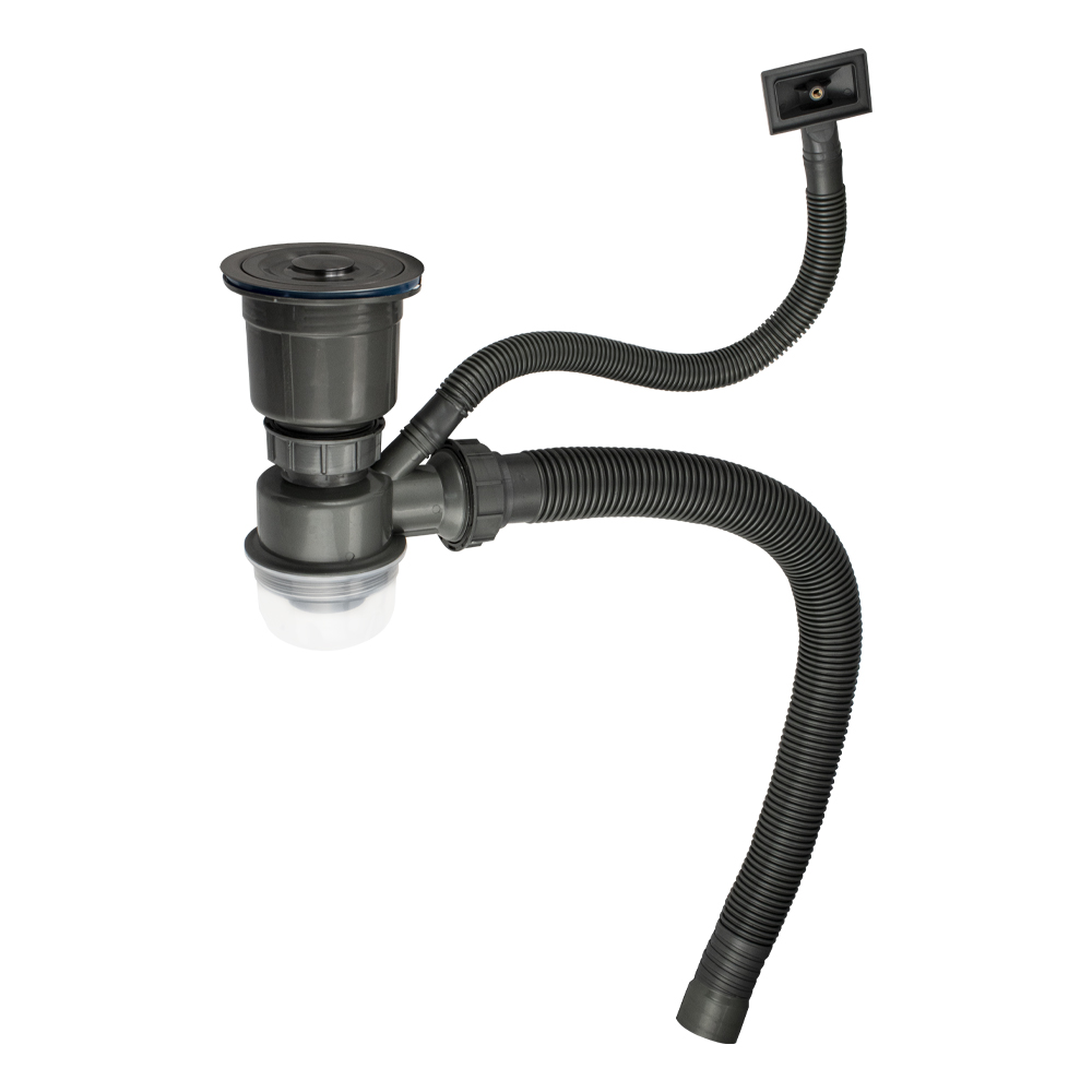 Сифон для кухонной мойки из нержавеющей стали с переливом ,FABIA PROFI 8734