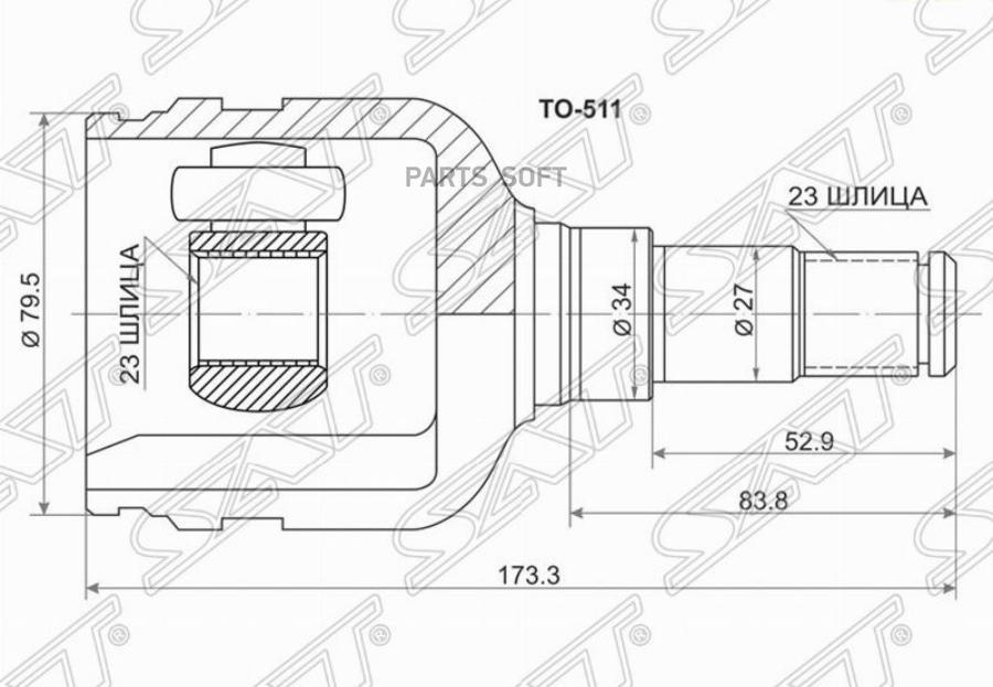 

SAT Шрус внутренний LH/RH TOYOTA AURIS/AVENSIS/COROLLA -09/ZZE/ZRE12#/15#/AT/ZZT220/ZZT250, TO511