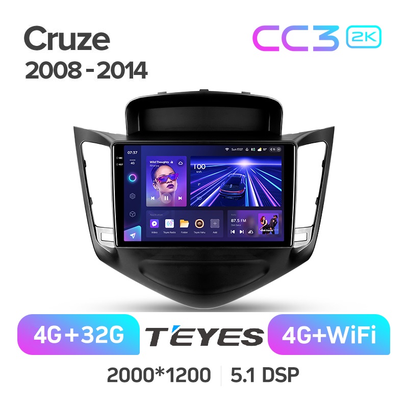 Автомобильная магнитола Teyes CC3 2k 4/32 Chevrolet Cruze 2008-2012 ANDROID, QLED