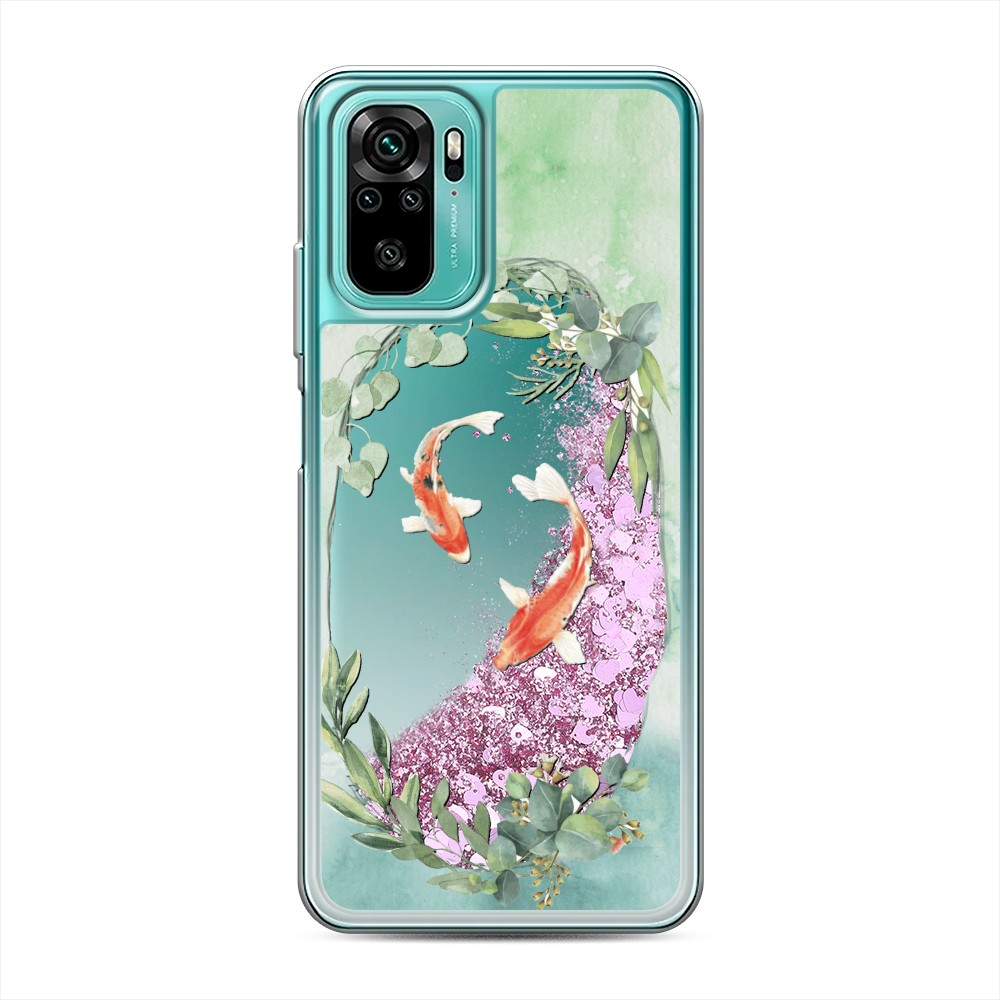 

Жидкий чехол с блестками "Две золотые рыбки" на Xiaomi Redmi Note 10S